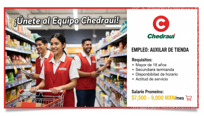 Empleo en cadenas de supermercados Auxiliar de Tienda en Chedraui