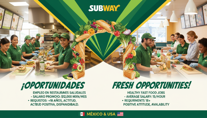 Empleo en restaurantes de comida rápida saludable en Subway