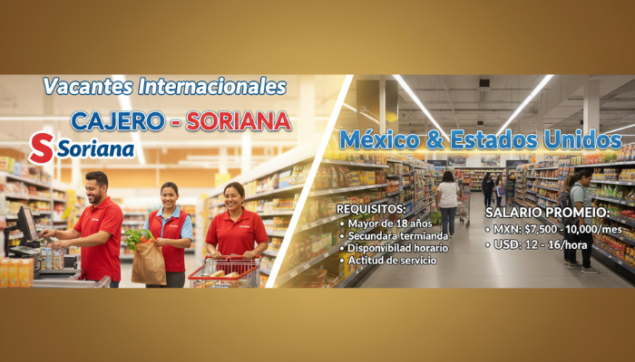 Vacantes en supermercados en México y Estados Unidos como Cajero en Soriana